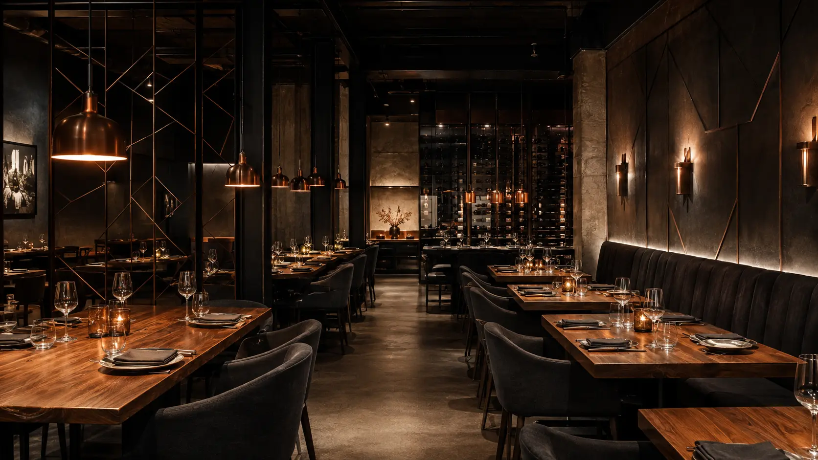 Industrialne wnętrze restauracji WołoWina